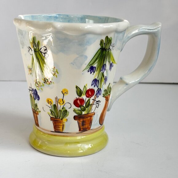 Ma Maison Ceramic Mug Set 4 Floral Butterfly Hand Painted by Tabletops Unlimited - Picture 4 of 15